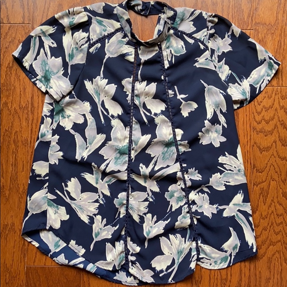 Sienna Sky Navy Flowered Blouse XS